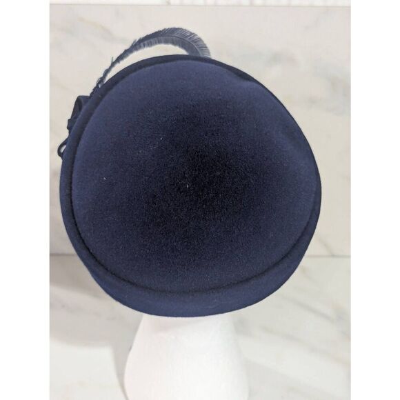 Neumann Women's Blue Endler Fair Field Vintage 40's Flat Wool Feather Embellishe - Picture 4 of 6